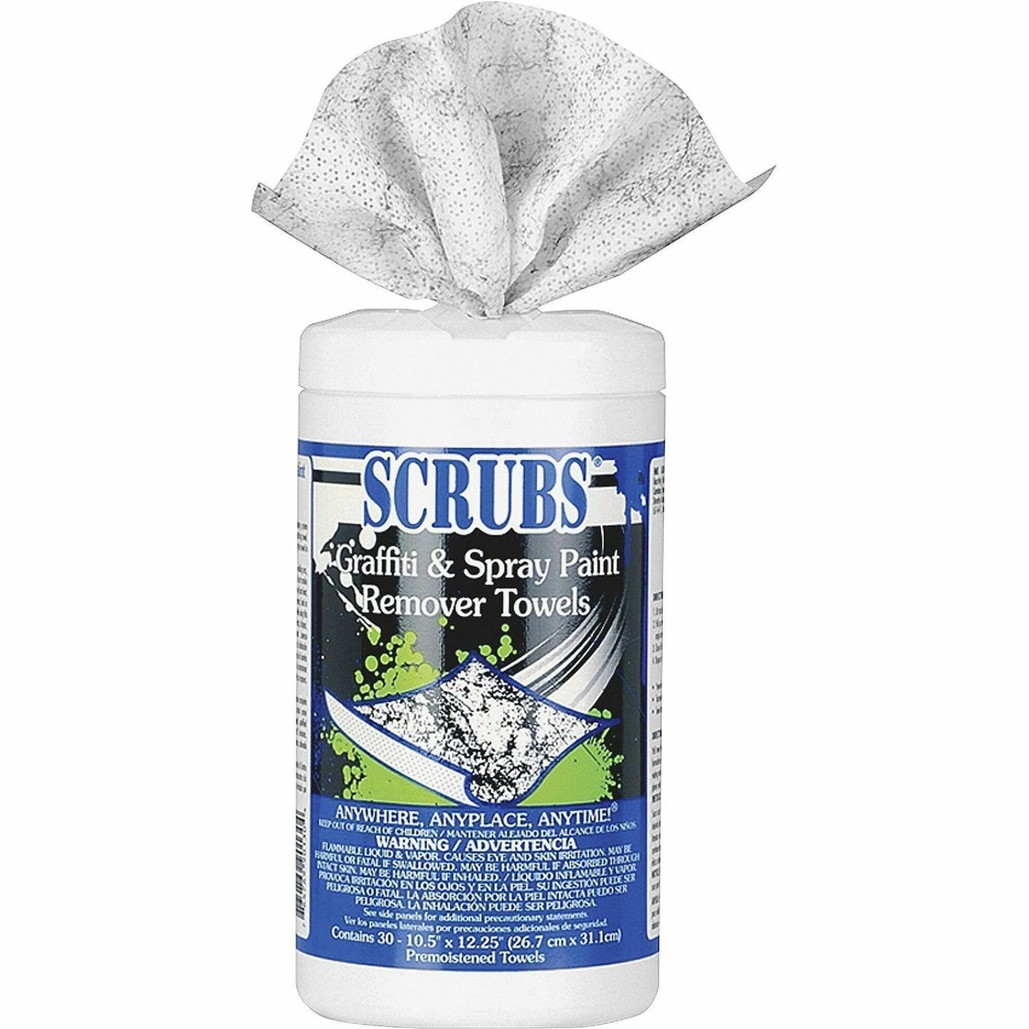 SCRUBS Graffiti/Spray Paint Remover Towels, 30/Canister  (ITW90130)
