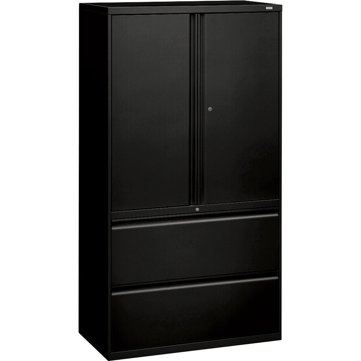 HON 800 Series Wide Lateral File with Storage Cabinet, 2-Drawer, 36" x 18" x 64.2", Black, (HON885LSP)