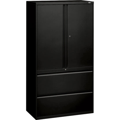 HON 800 Series Wide Lateral File with Storage Cabinet, 2-Drawer, 36" x 18" x 64.2", Black, (HON885LSP)