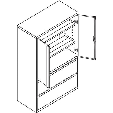 HON 800 Series Wide Lateral File with Storage Cabinet, 2-Drawer, 42"W x 18"D x 64.2"H, Black Steel (HON895LSP)