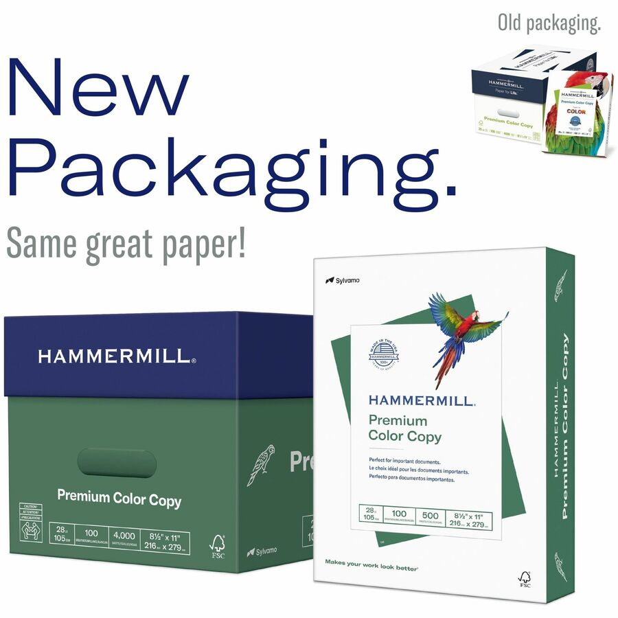 Hammermill Premium Color Copy Print Paper, 100 Bright, 28 lb Bond Weight, 8.5 x 11, Photo White, 500 Sheets/Ream, 8 Reams/Carton (HAM102467CT)