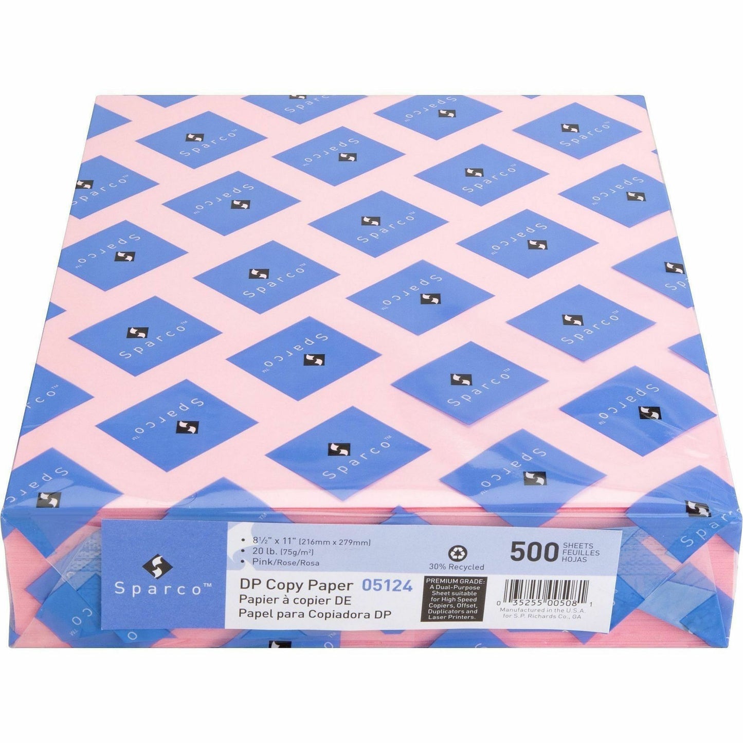 Sparco Premium Grade Pastel Color Copy Paper, Letter, 8 1/2" x 11", 20 lb, Pink, 10 Reams/Carton (SPR05124CT)