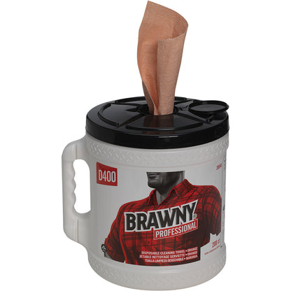 Brawny Professional D400 Disposable Cleaning Towels With Bucket, 9.90" x 13" Length, 200 Sheets/Roll, 2/Carton (GPC20040)