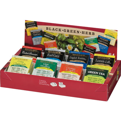 Bigelow Assorted Flavor Herbal Tea, Black Tea, Green Tea Bag, 1 Box (BTC10568)