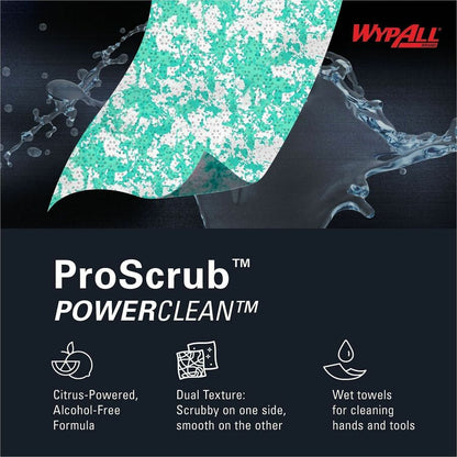 Wypall PowerClean ProScrub Heavy Duty Wet Towels, Citrus, 50/Tub (KCC58310EA)