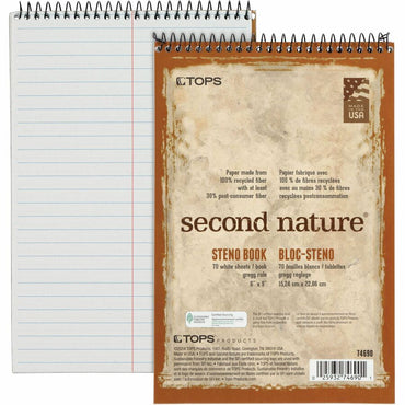 tops-second-nature-spiral-steno-notebook-70-sheets-spiral-0-34-ruled-15-lb-basis-weight-6-x-9-1-white-paper-blue-gray-brown-cover-4-pack-top74690pk_2