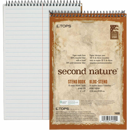 tops-second-nature-spiral-steno-notebook-70-sheets-spiral-0-34-ruled-15-lb-basis-weight-6-x-9-1-white-paper-blue-gray-brown-cover-4-pack-top74690pk_2