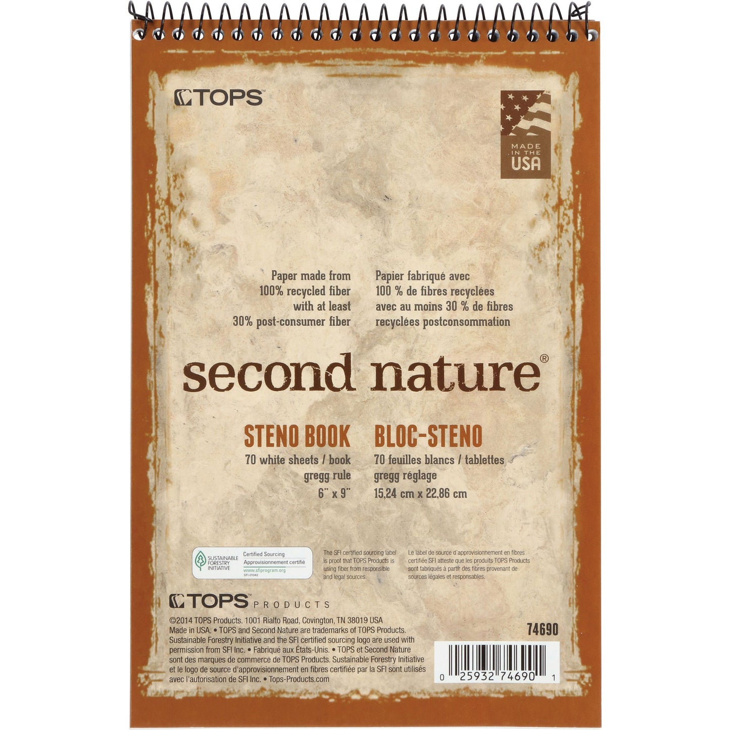 tops-second-nature-spiral-steno-notebook-70-sheets-spiral-0-34-ruled-15-lb-basis-weight-6-x-9-1-white-paper-blue-gray-brown-cover-4-pack-top74690pk_3