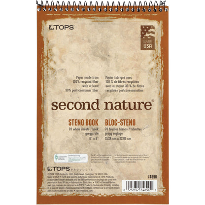 tops-second-nature-spiral-steno-notebook-70-sheets-spiral-0-34-ruled-15-lb-basis-weight-6-x-9-1-white-paper-blue-gray-brown-cover-4-pack-top74690pk_3