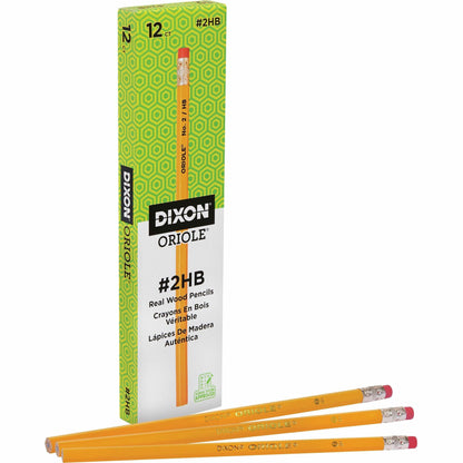 Dixon Wood-Cased Pencils, Black Lead, #2, Yellow Wood Barrel, 1 Dozen (DIX12872DZ)