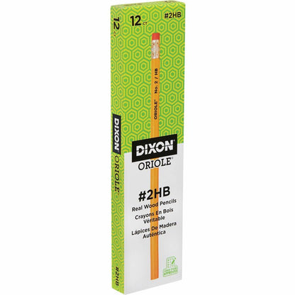 Dixon Wood-Cased Pencils, Black Lead, #2, Yellow Wood Barrel, 1 Dozen (DIX12872DZ)