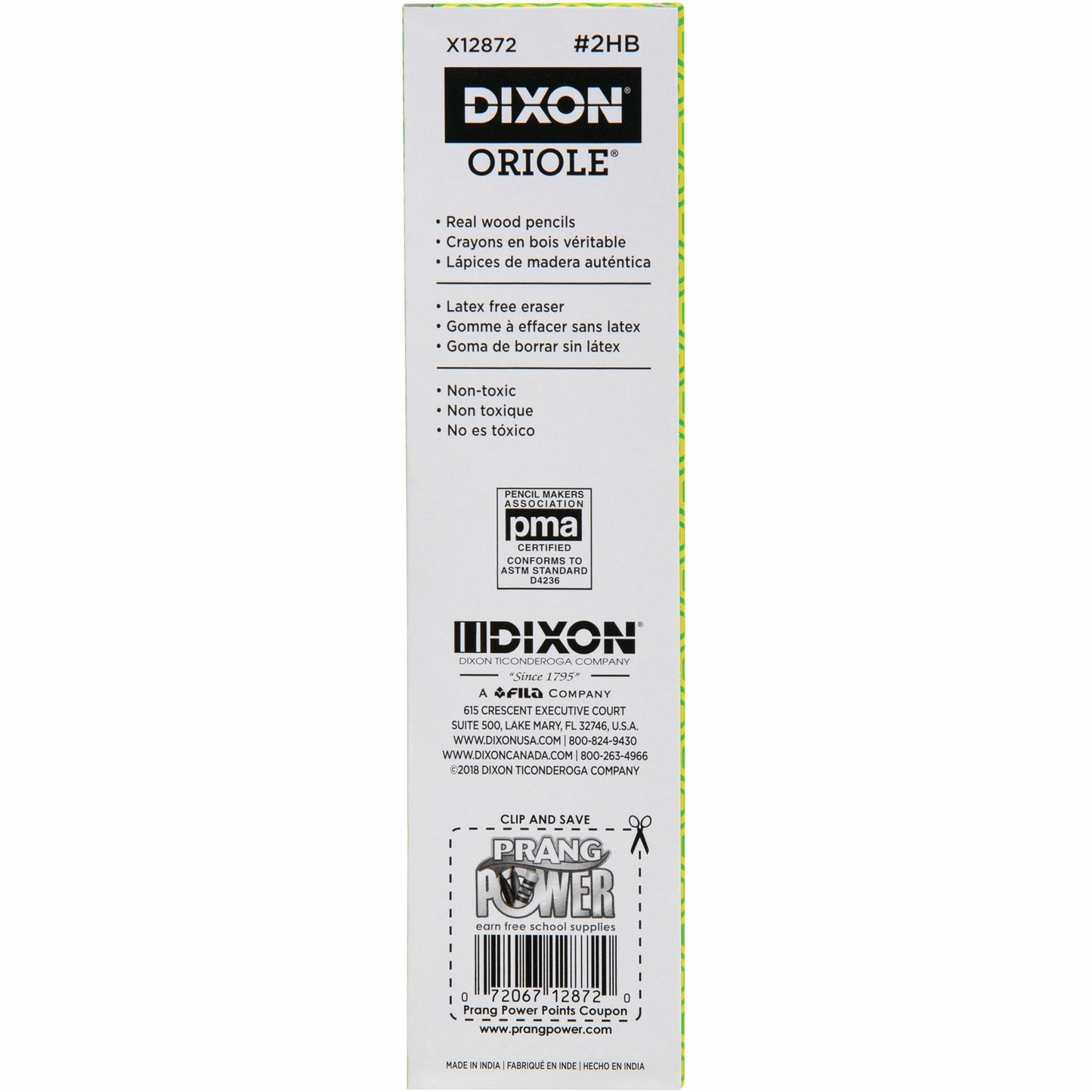 Dixon Wood-Cased Pencils, Black Lead, #2, Yellow Wood Barrel, 1 Dozen (DIX12872DZ)