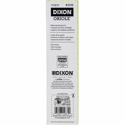 Dixon Wood-Cased Pencils, Black Lead, #2, Yellow Wood Barrel, 1 Dozen (DIX12872DZ)