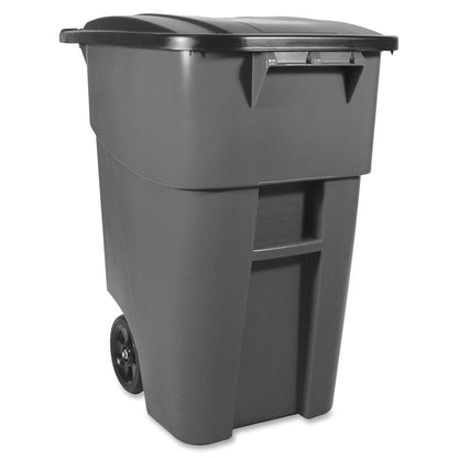 Rubbermaid Commercial Brute Rollout Container with Lid, 50 gal Capacity, 36.2" x 23.4" x 28.5", Gray (RCP9W2700GRAYEA)