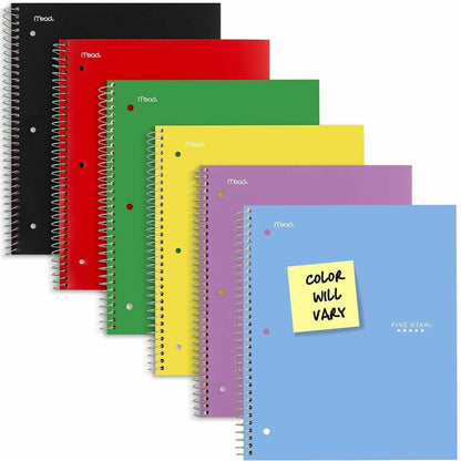 Five Star Three-subject Notebook, 150 Sheets, Wire Bound, 8" x 10 1/2" (MEA05204)