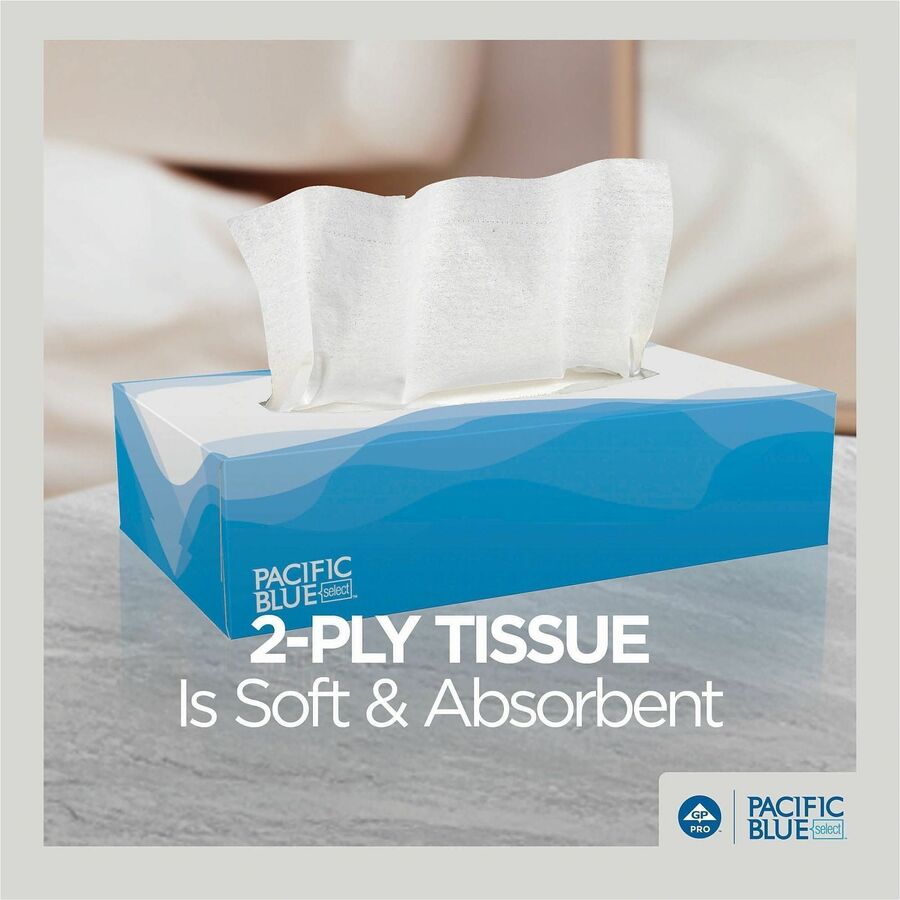 Pacific Blue Select Facial Tissue Flat Box, 2 Ply, 100/Box (GPC48100)