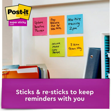 Post-it Super Sticky Note Pads, 135, 3" x 3", 45 Sheets per Pad (MMM3321SSAU)
