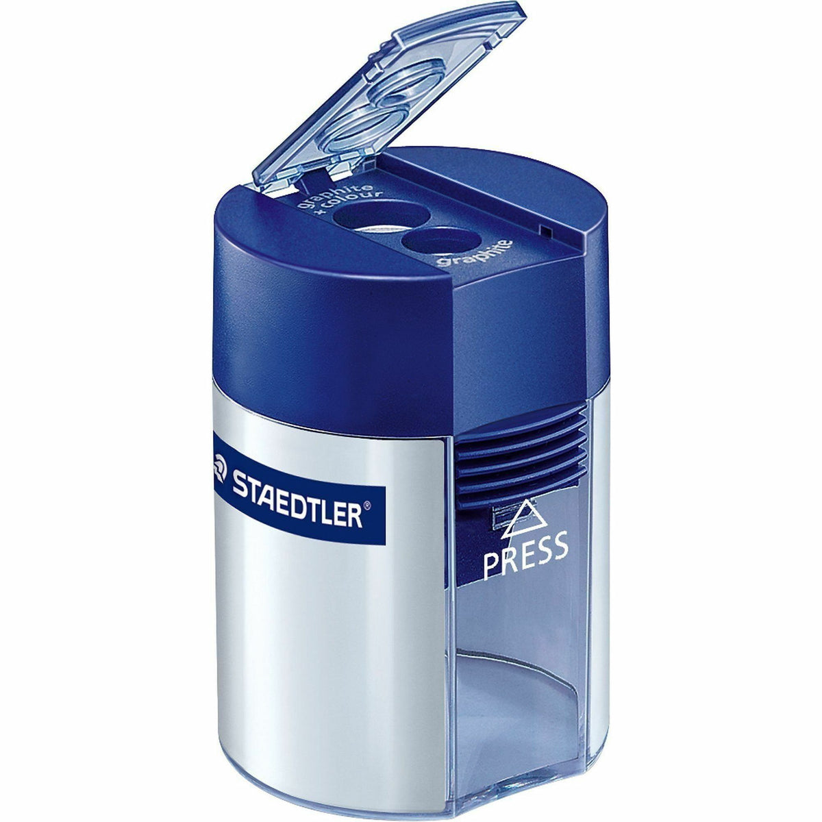 Staedtler Double-hole Tub Pencil Sharpener, 2 Hole(s), 1.5" x 1.5", Plastic (STD512001)