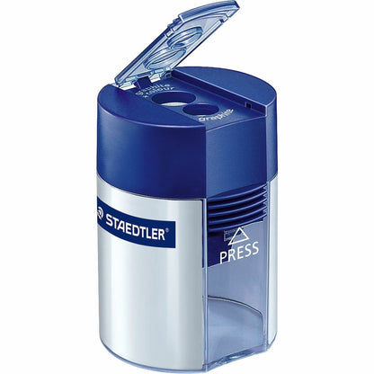 Staedtler Double-hole Tub Pencil Sharpener, 2 Hole(s), 1.5" x 1.5", Plastic (STD512001)
