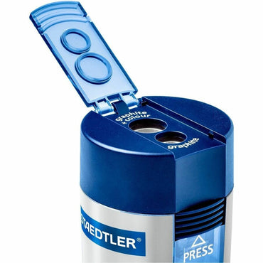 Staedtler Double-hole Tub Pencil Sharpener, 2 Hole(s), 1.5" x 1.5", Plastic (STD512001)