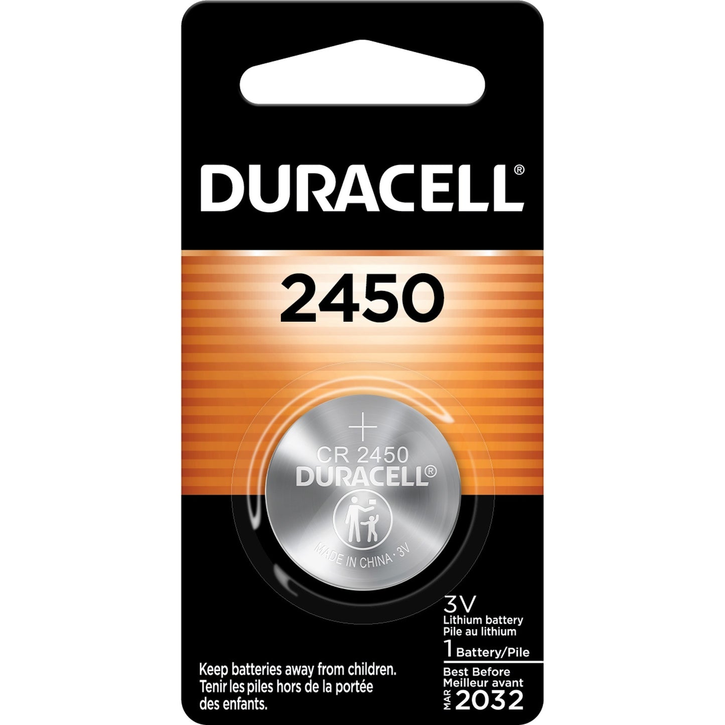 Duracell DL2450BPK Coin Cell General Purpose Battery, 3 V DC (DURDL2450BPKEA)