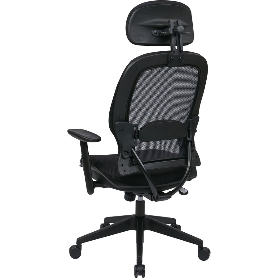 Office Star Professional Air Grid Chair with Adjustable Headrest, Mesh Seat Material, 5-star Base, Black (OSP55403)