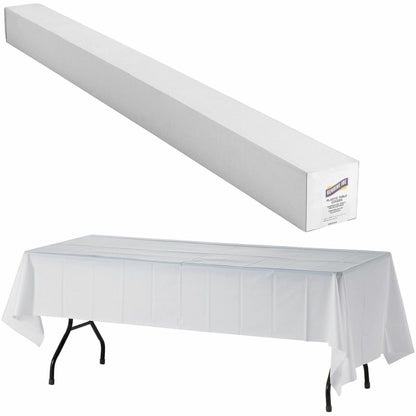 Genuine Joe Banquet-Size Plastic Tablecover, 300 ft Length x 40" Width, Plastic, White (GJO10324)