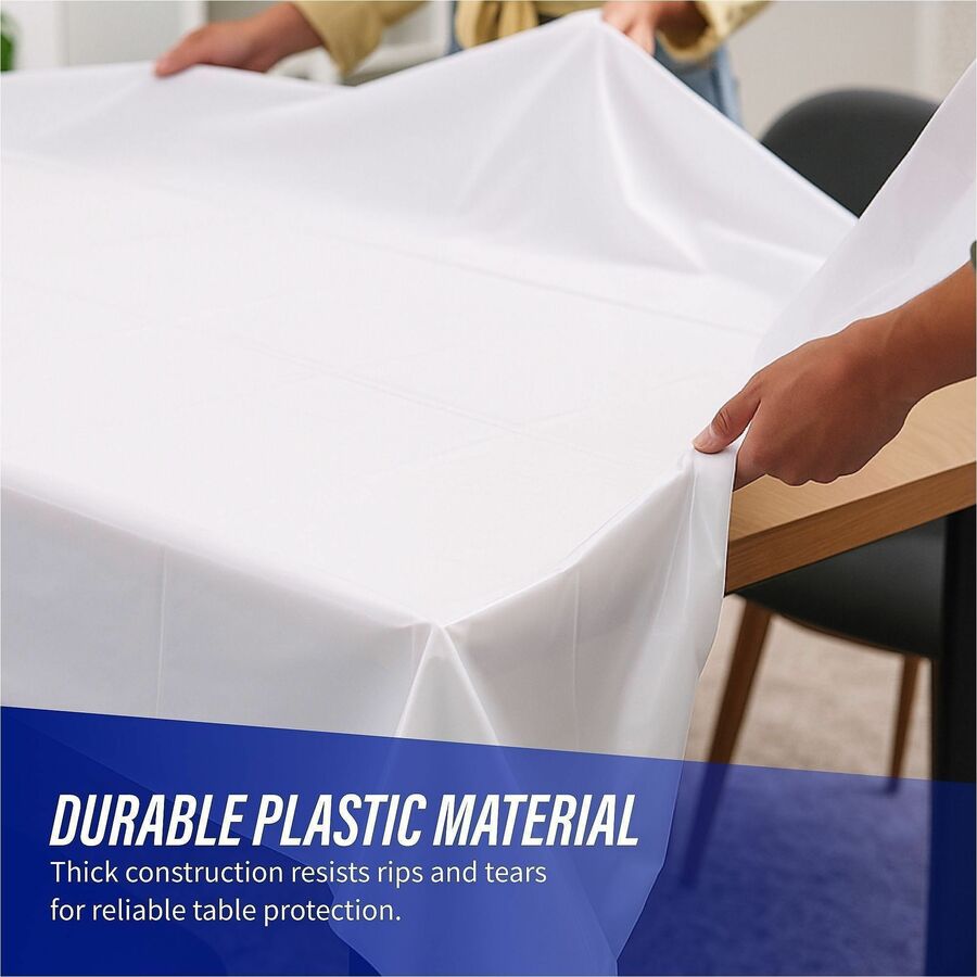Genuine Joe Banquet-Size Plastic Tablecover, 300 ft Length x 40" Width, Plastic, White (GJO10324)