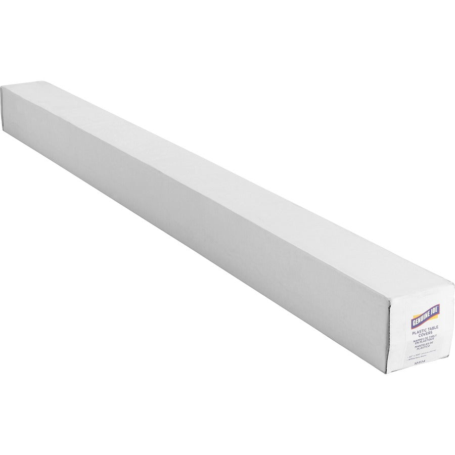 Genuine Joe Banquet-Size Plastic Tablecover, 300 ft Length x 40" Width, Plastic, White (GJO10324)