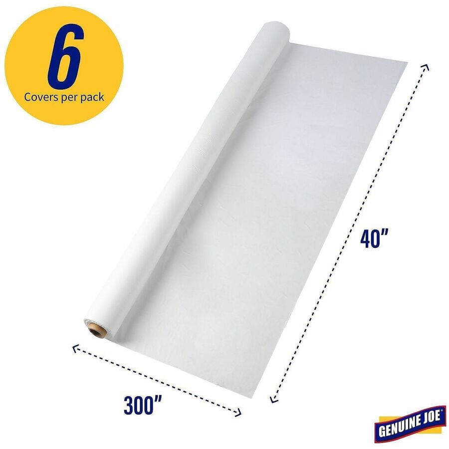 Genuine Joe Banquet-Size Plastic Tablecover, 300 ft Length x 40" Width, Plastic, White (GJO10324)