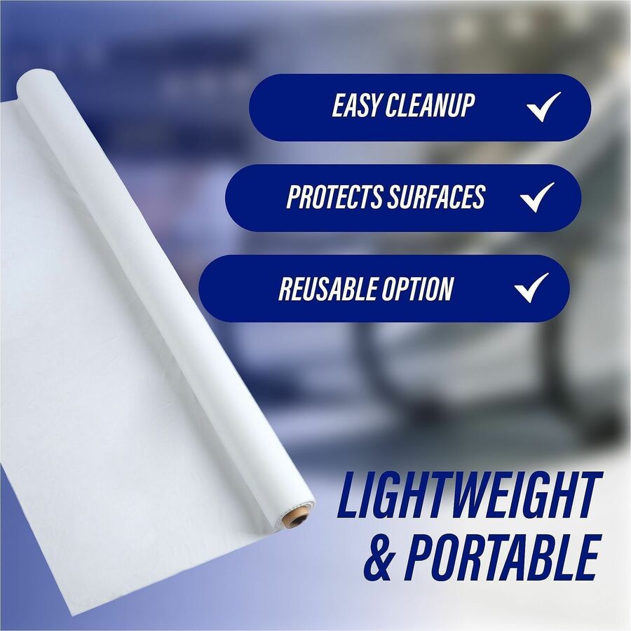 Genuine Joe Banquet-Size Plastic Tablecover, 300 ft Length x 40" Width, Plastic, White (GJO10324)