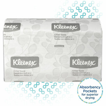 Kleenex C-Fold Hand Towels, 1 Ply, C-fold, 10.10" x 13.25", White, 150/Bag, 4/Pack (KCC88115)