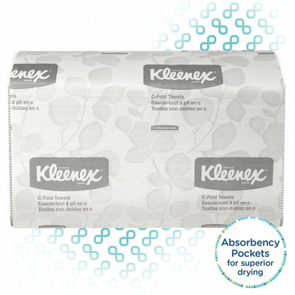 Kleenex C-Fold Hand Towels, 1 Ply, C-fold, 10.10" x 13.25", White, 150/Bag, 4/Pack (KCC88115)