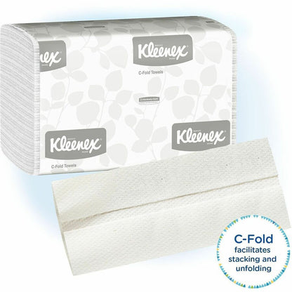 Kleenex C-Fold Hand Towels, 1 Ply, C-fold, 10.10" x 13.25", White, 150/Bag, 4/Pack (KCC88115)