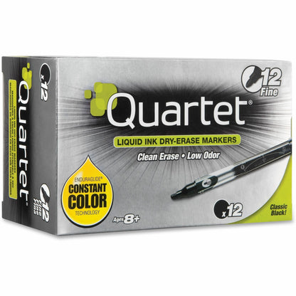 Quartet EnduraGlide Dry-Erase Markers, Erasable, Black Ink, 12/Box (QRT500113M)