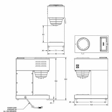 BUNN VPR12-Cup Pourover Coffee Brewer with 2 Warmers, 2 quart, 12 Cups (BUN332000000)