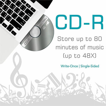 Maxell CD-R700 CD Recordable Media, Light Green, CD-R, 48x, 700 MB, 120mm, 1.33 Hour Maximum Recording Time, 25/Pack (MAX648445)