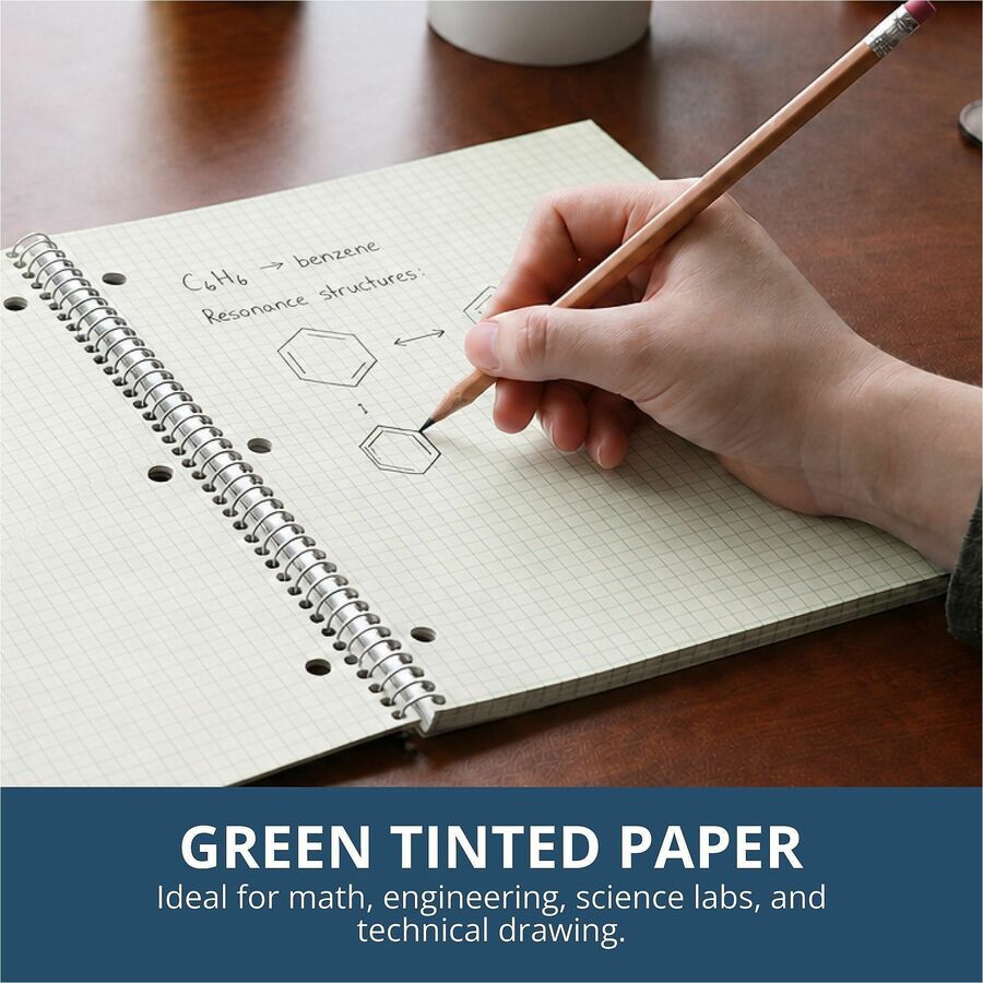 Roaring Spring 5x5 Graph Ruled Spiral Lab Notebook, 80 Sheets, 160 Pages, Green Paper, Brown Kraft Cover (ROA11209)