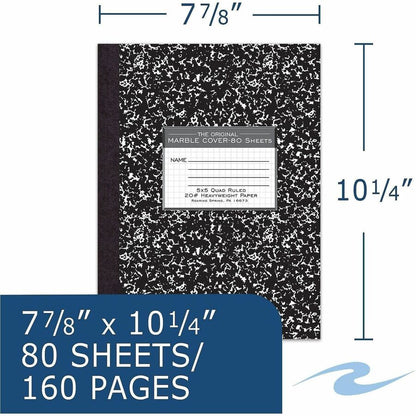Roaring Spring Black Marble Composition Book, 80 Sheets, 160 Pages (ROA77475)