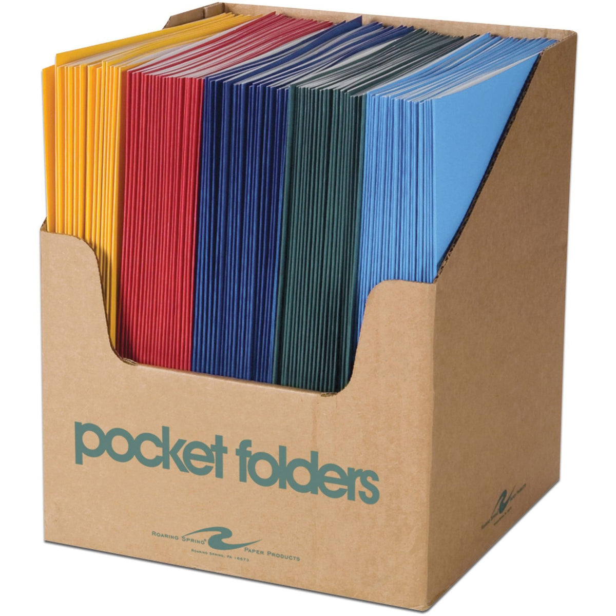 Roaring Spring Letter Pocket Folder, 8 1/2" x 11", 50 Sheets Capacity, 100/Carton (ROA50200)