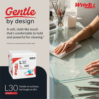 Wypall GeneralClean L30 Heavy Duty Cleaning Towels, 12" x 12.50" (KCC05812)