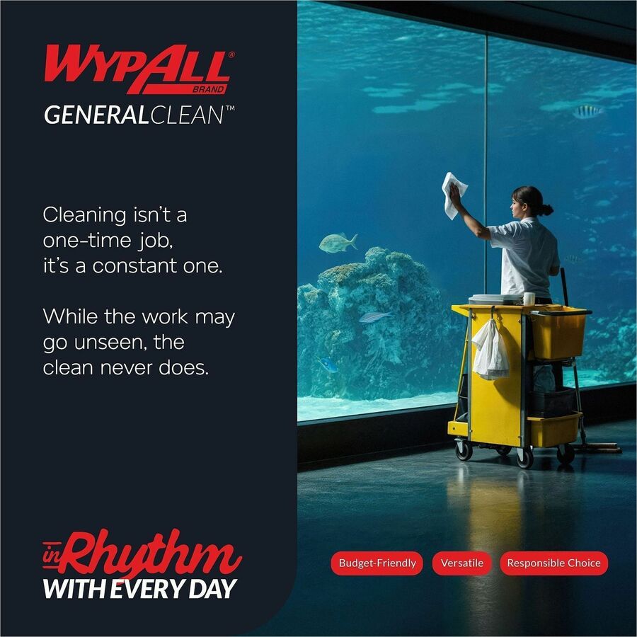 Wypall GeneralClean L30 Heavy Duty Cleaning Towels, 12" x 12.50" (KCC05812)