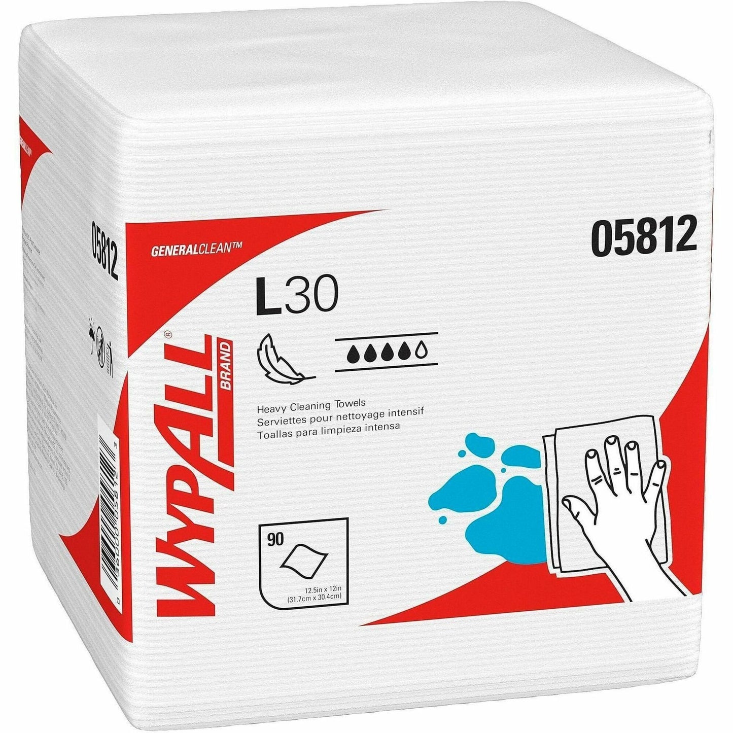 Wypall GeneralClean L30 Heavy Duty Cleaning Towels, 12" x 12.50" (KCC05812)