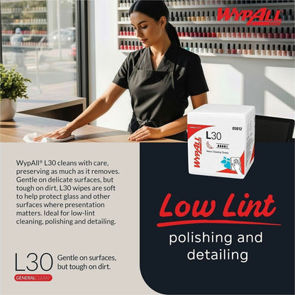 Wypall GeneralClean L30 Heavy Duty Cleaning Towels, 12" x 12.50" (KCC05812)