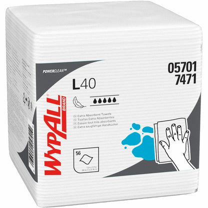 Wypall PowerClean L40 Extra Absorbent Towels, 12" x 12.50" (KCC05701)