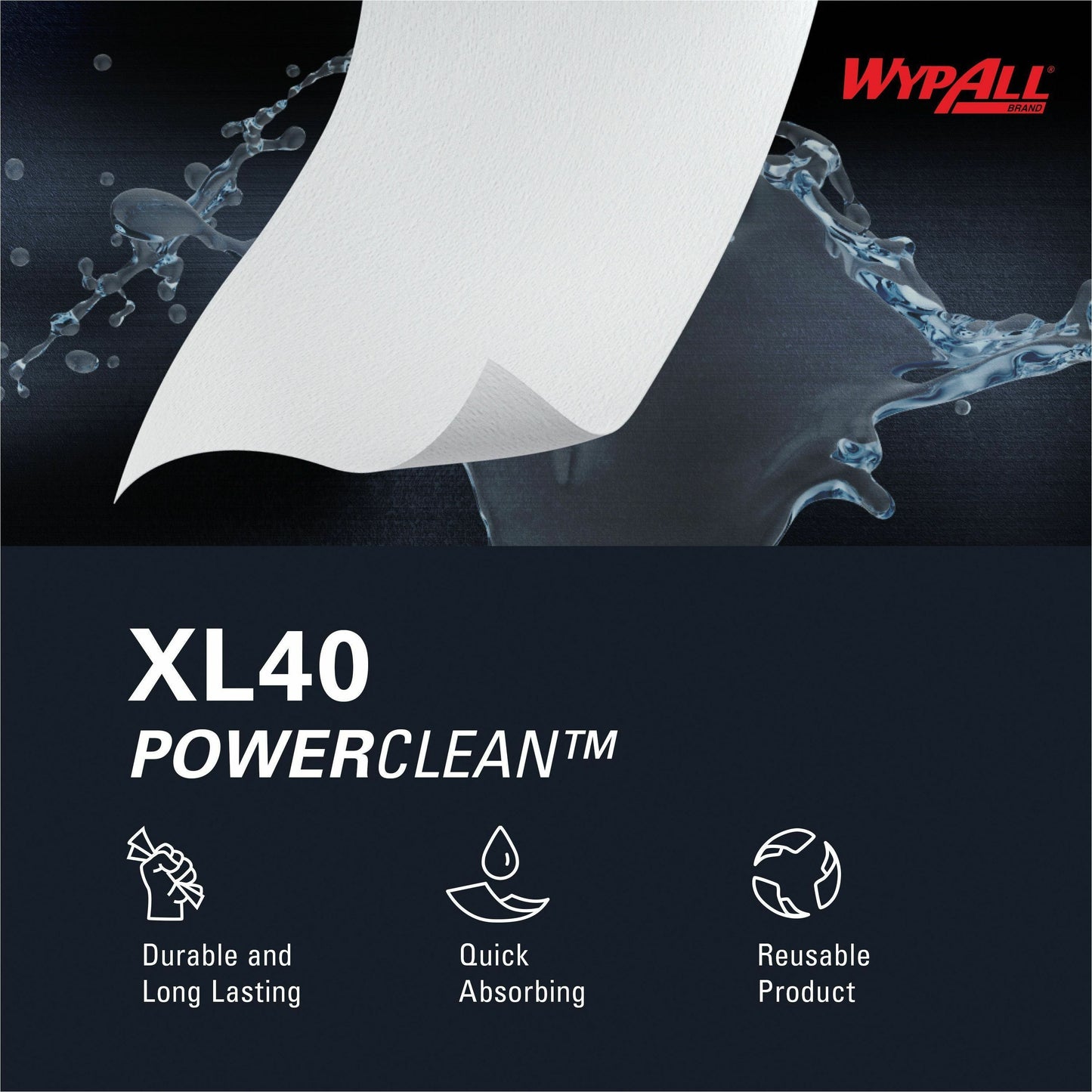 Wypall PowerClean L40 Extra Absorbent Towels, 12" x 12.50" (KCC05701)