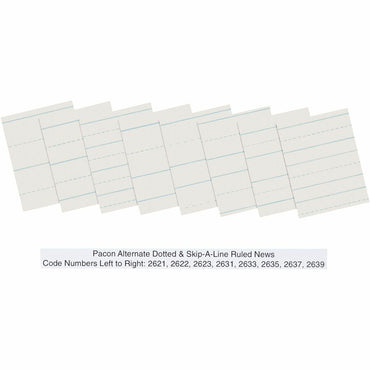 Pacon Skip-A-Line Ruled Newsprint Paper, 3/4" Two-Sided Long Rule, 8.5 x 11, 500/Ream (PAC2635)