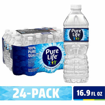 Pure Life Purified Bottled Water, Ready-to-Drink, 16.91 fl oz (500 mL), 24/Carton (NLE101264)