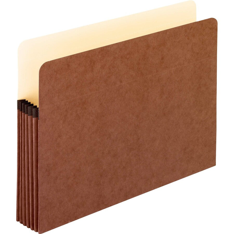 Pendaflex Letter Recycled File Pocket, 8 1/2" x 11", 5 1/4" Expansion, Red Fiber, Red, Acid-free, Reinforced Gusset, Rip Resistant, 30% Recycled, 50/Carton (PFXS34G)