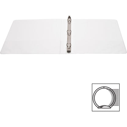 Business Source Round-ring View Binder, 1/2", Letter, 8 1/2" x 11", 125 Sheet Capacity, White (BSN09951)